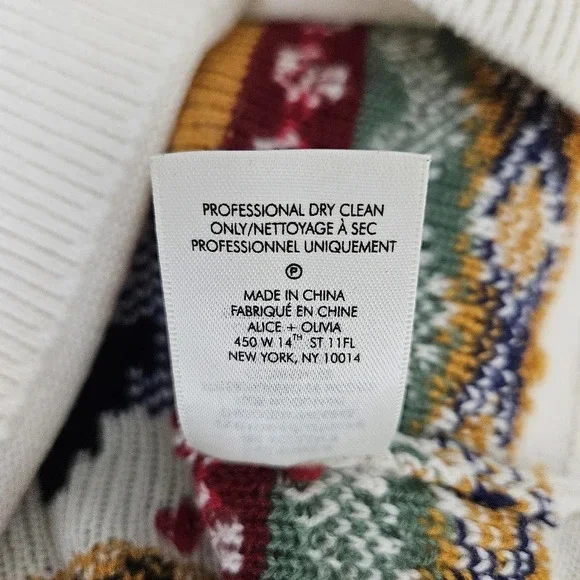 Alice + Olivia Leora Fairisle Turtleneck Wool Sweater Cold Shoulder Long Sleeve - Picture 7 of 7